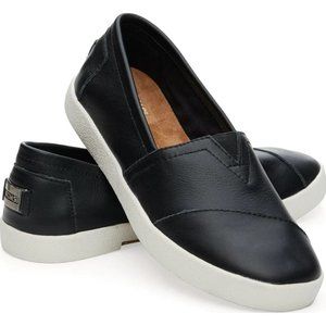Toms Womens Avalon Black Leather Slip On Size 11